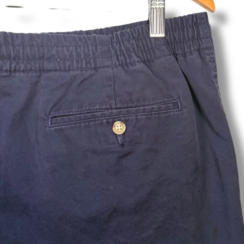 Polo Ralph Lauren Shorts Men XL Navy Blue Stretch Classic Fit Elastic Waist Pony